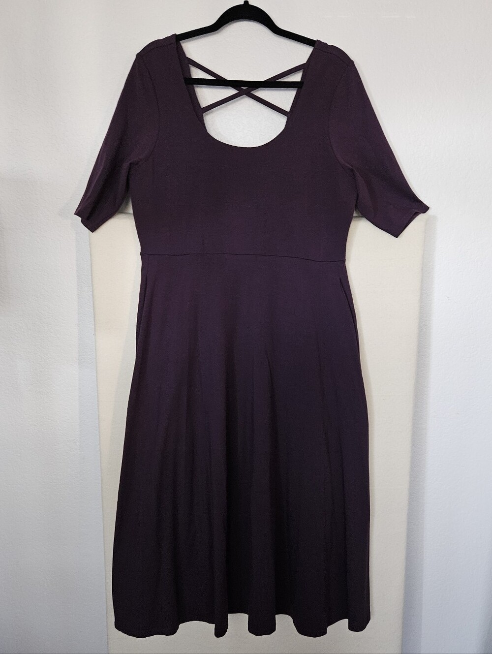 Pact Fit & Flare Double Scoop Neck Jersey Organic Cotton Dress Size XL - Picture 4 of 5